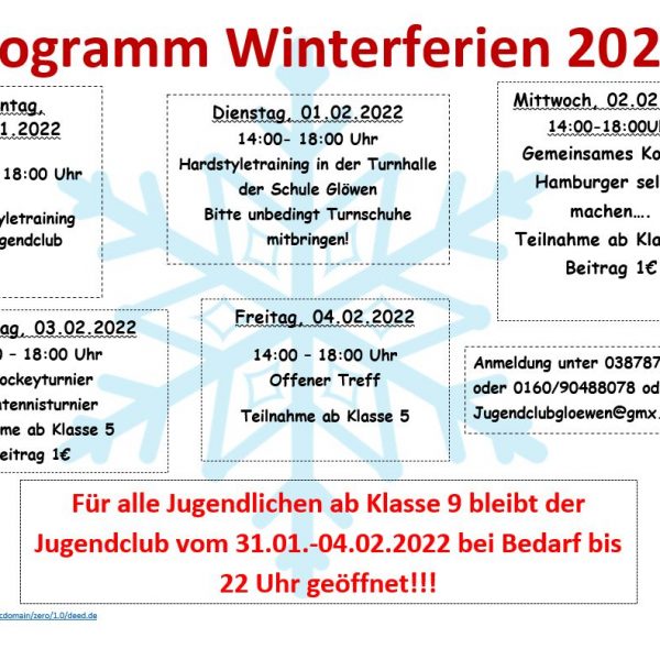 ...Winterferienprogramm 2022...